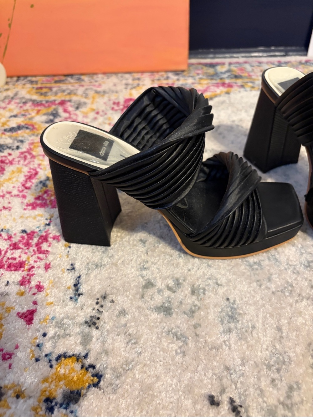 Dolce Vita Black Braided Double-Strap Slide Mules